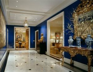 Sapphire blue Asian inspired hallway - stylish home ideas.jpg